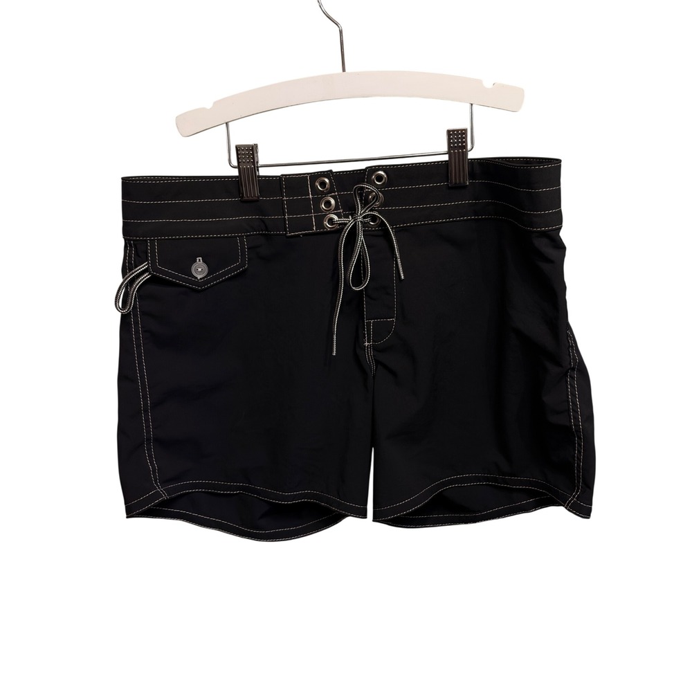 Birdwell Beach Britches Womens Black Board Shorts Contrast Stitch Size 6 USA - Picture 3 of 6